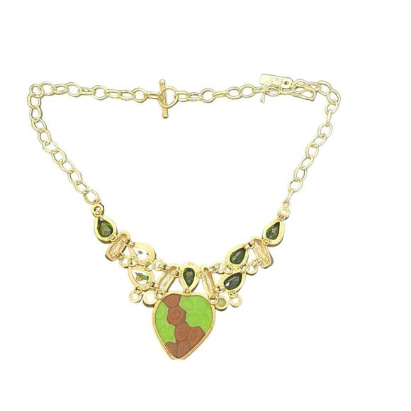 art multi gemstone crysophrase biwa pearl quartz sterling silver necklace 19.5" - Picture 5 of 13